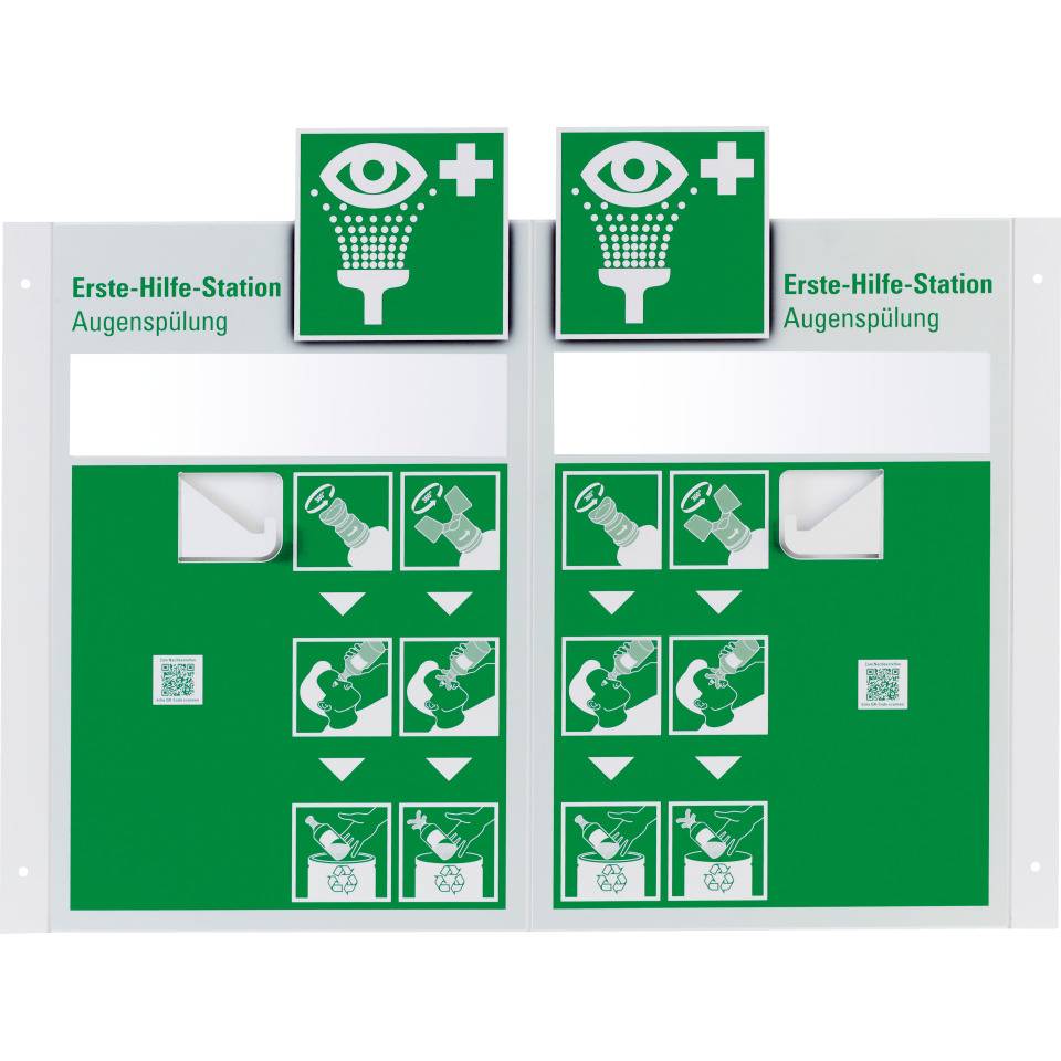 Wand-Augenspülstation MID, ohne Augenspülflasche, grün, Kunststoff, 680x520mm