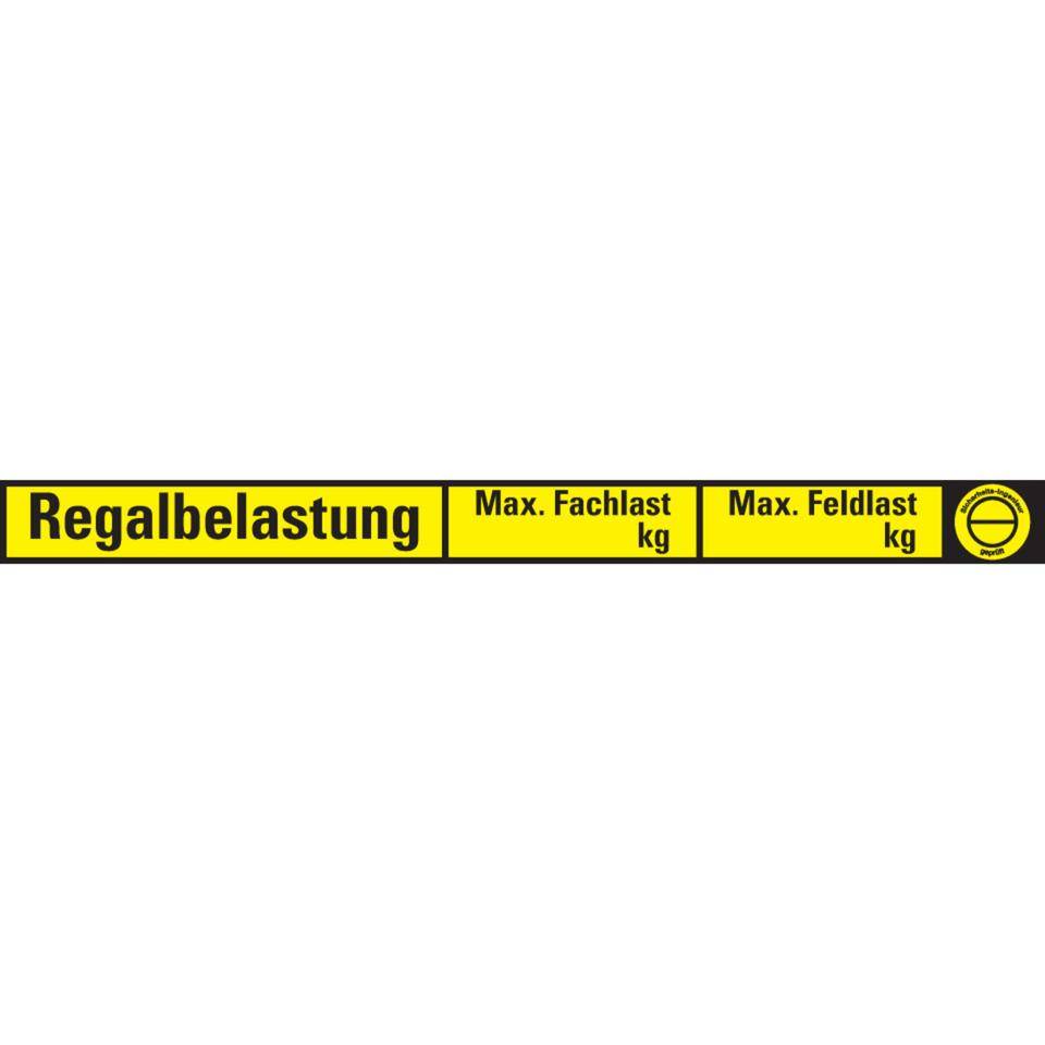Regalbelastungs-Aufkleber mit Feld für Prüfnachweis, Cellulose-Folie, selbstklebend, 300x24mm, 8/Bogen