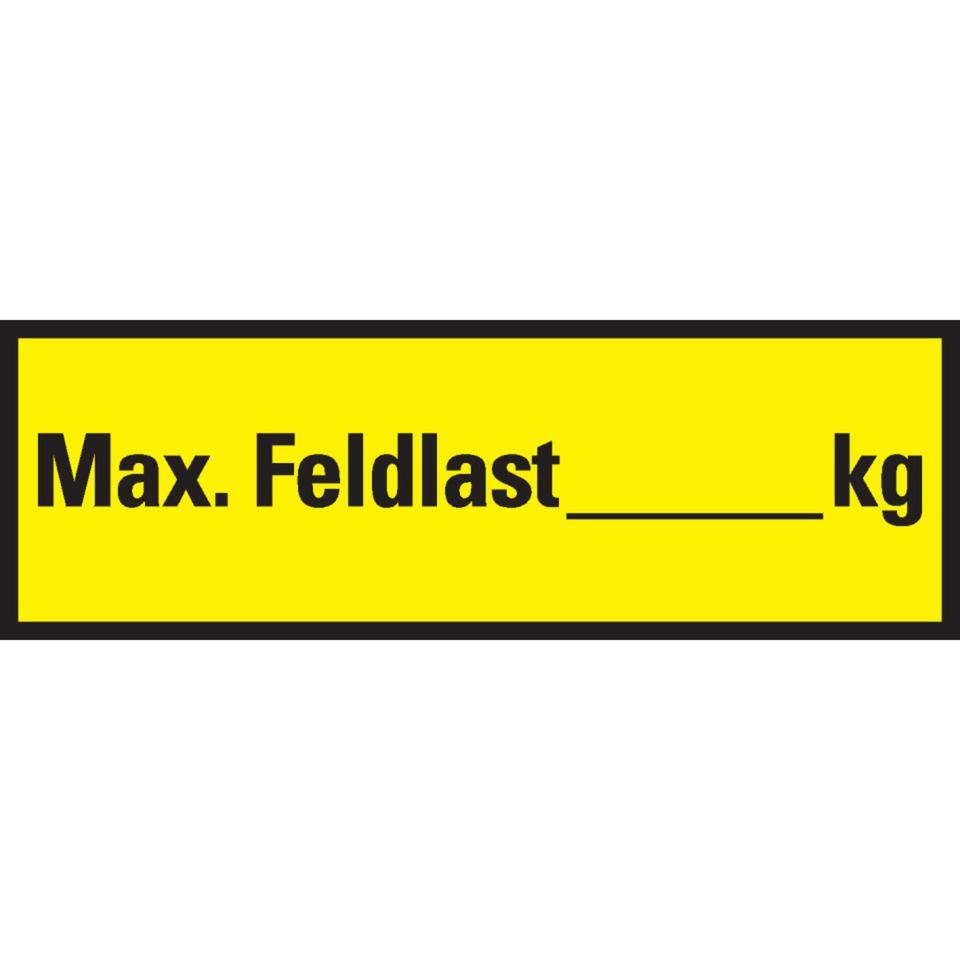 Regalbelastungs-Aufkleber max. Feldlast, Cellulose-Folie, selbstklebend, 150x50mm, 5/Bogen