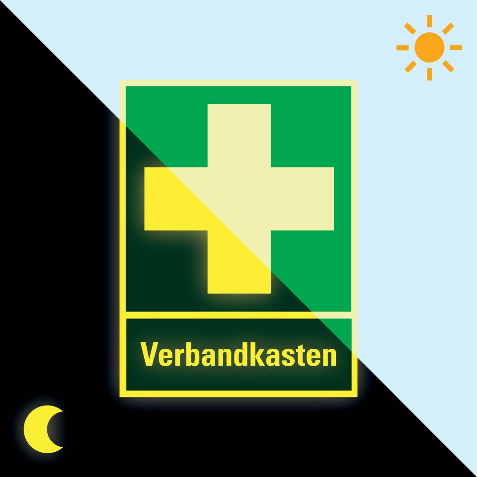 PERMALIGHT® power langnachleuchtend Rettungs-Kombischild Verbandkasten, ASR/ISO, Kunststoff, 300x400mm