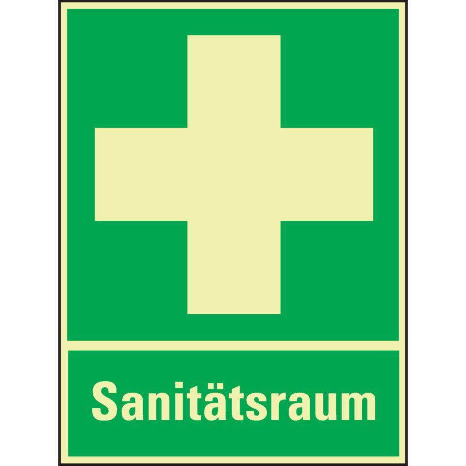 PERMALIGHT® power langnachleuchtend Rettungs-Kombischild Sanitätsraum, ASR/ISO, Kunststoff, 300x400mm