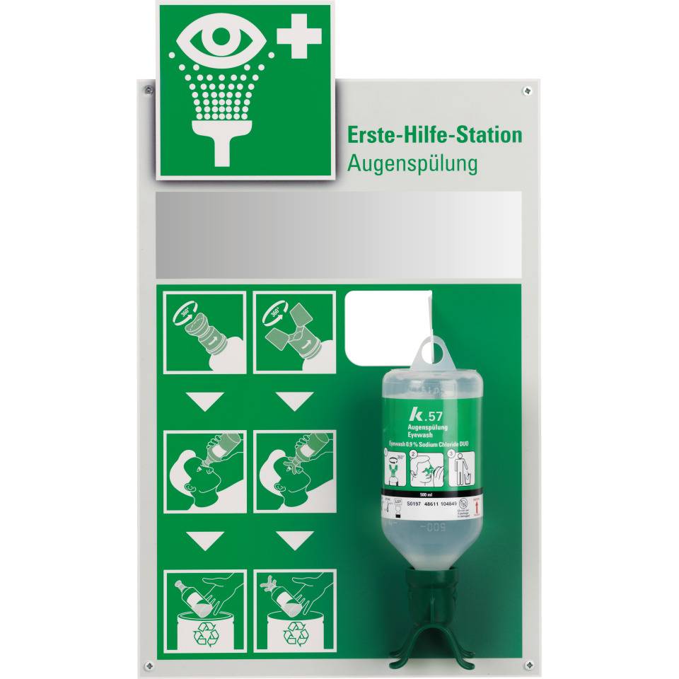 K.57 Wand-Augenspülstation SMALL,mit 500ml Flasche DUO,grün,Kunststoff,310x520mm