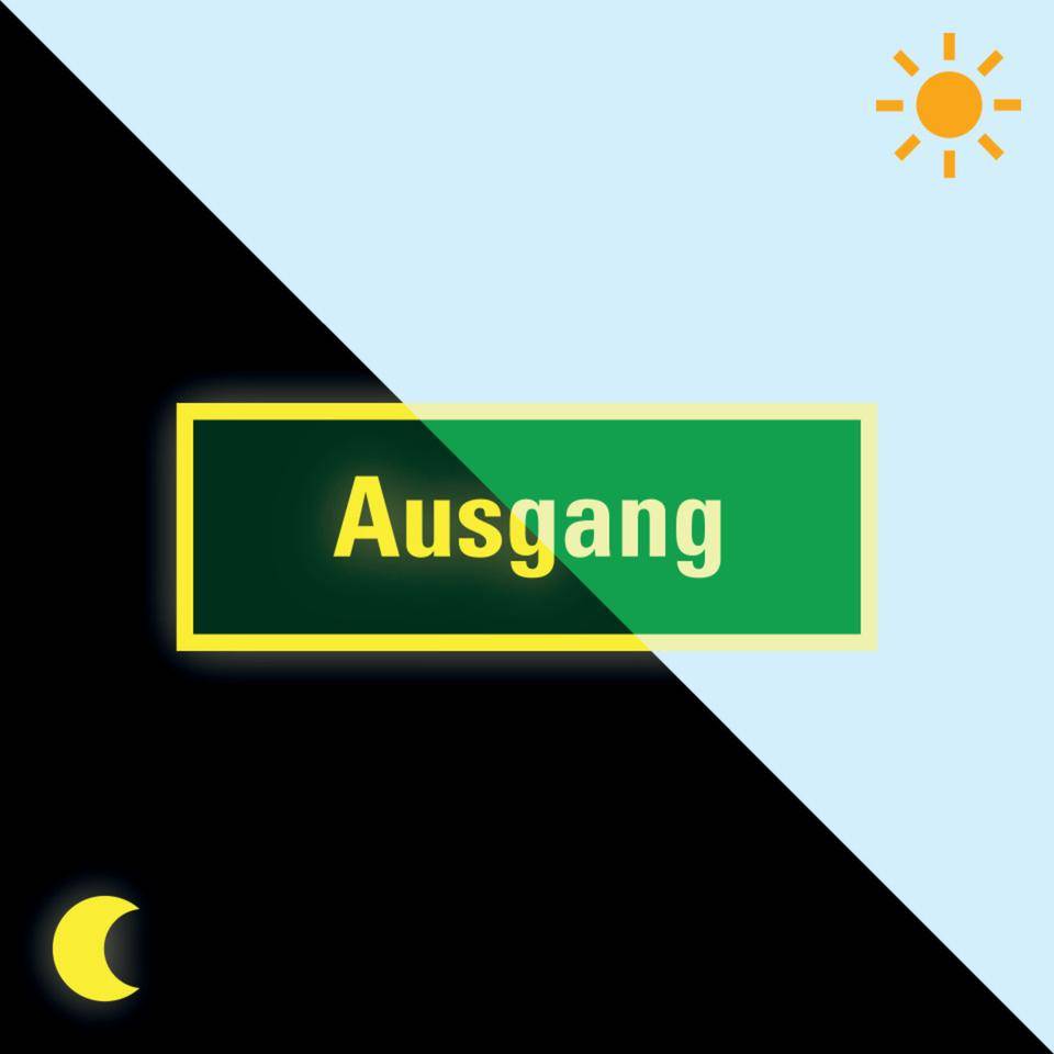 PERMALIGHT® power langnachleuchtend Rettungszeichen Ausgang, praxisbewährt, Folie, 297x105mm