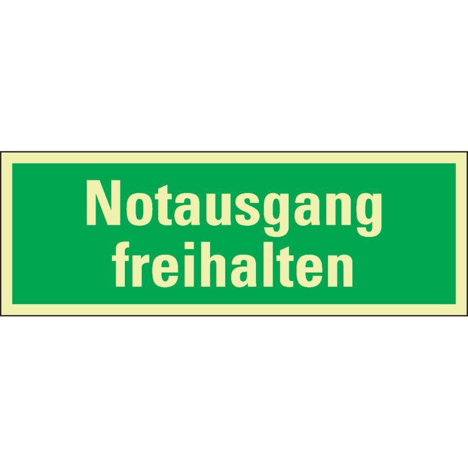 PERMALIGHT® power langnachleuchtend Rettungszeichen Notausgang freihalten, praxisbewährt, Folie, 297x105mm