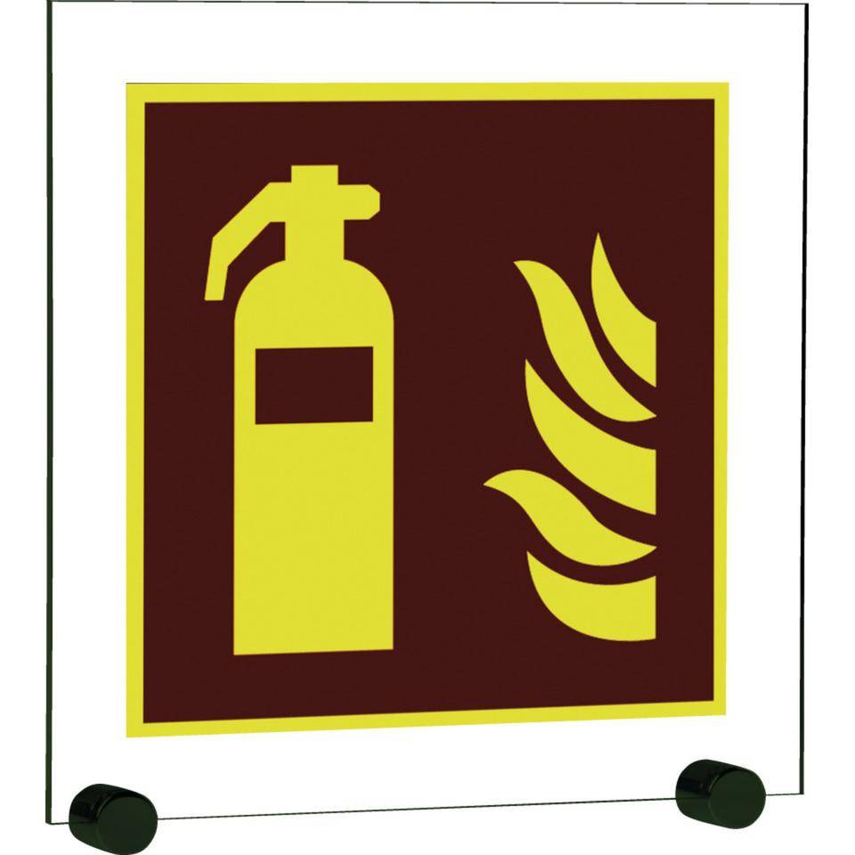 PERMALIGHT® power langnachleuchtend Brandschutz Feuerlöscher, ASR/ISO, mit Klemmbefestigung, Acryl, 250x250mm