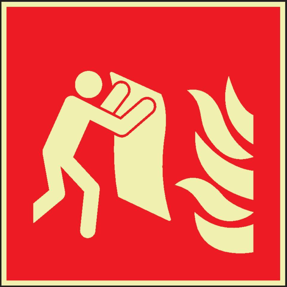 PERMALIGHT® power langnachleuchtend Brandschutzschild Feuerlöschdecke, ISO, Folie, 200x200mm