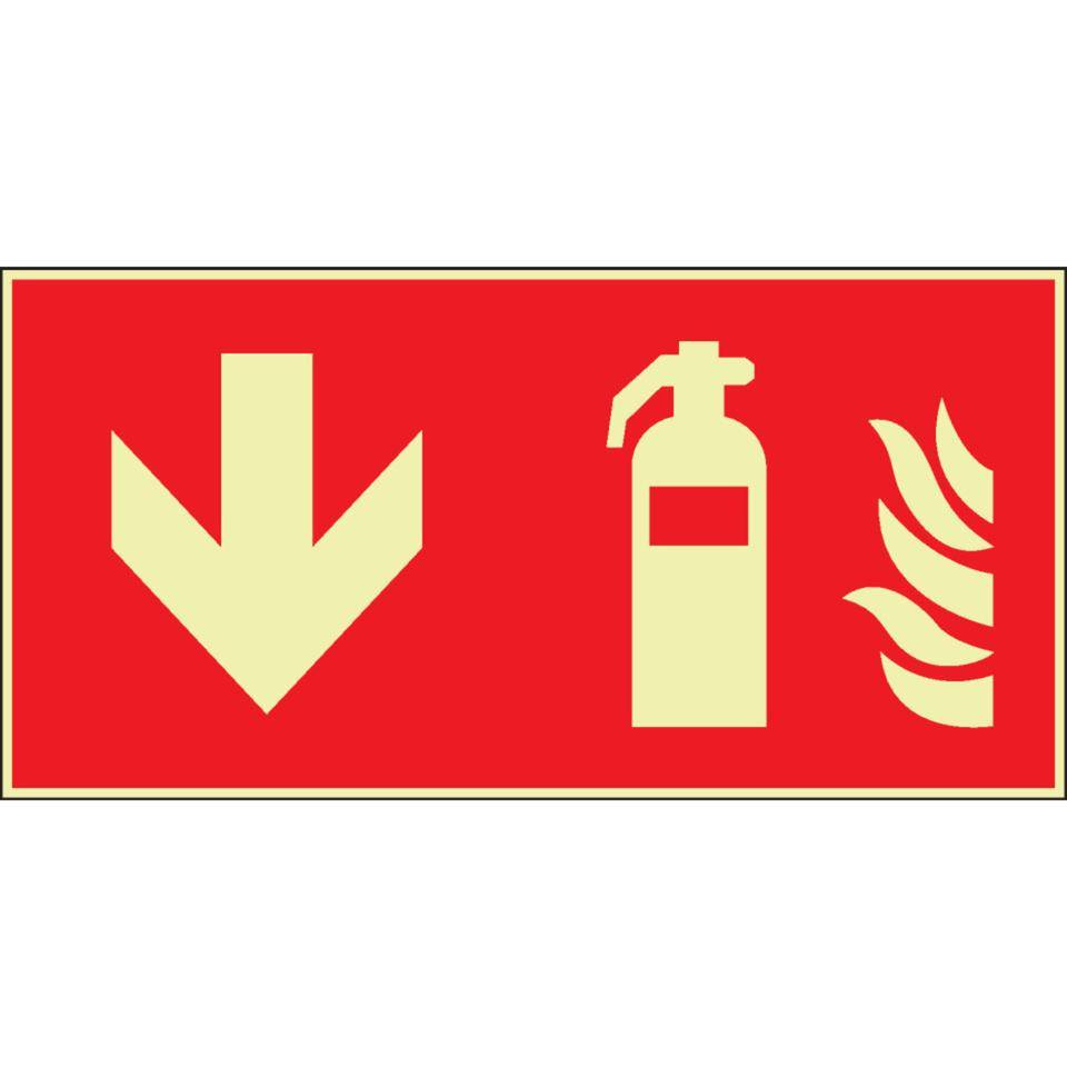 PERMALIGHT® power langnachleuchtend Brandschutzzeichen Feuerlöscher unten, ASR/ISO, Kunststoff, 300x150mm