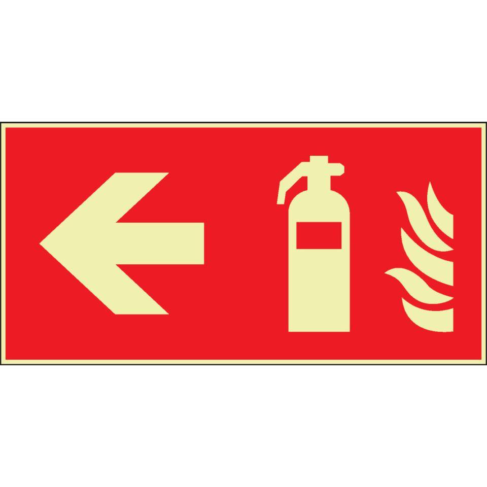 PERMALIGHT® power langnachleuchtend Brandschutzschild Feuerlöscher links , ASR/ISO, Kunststoff, 300x150mm