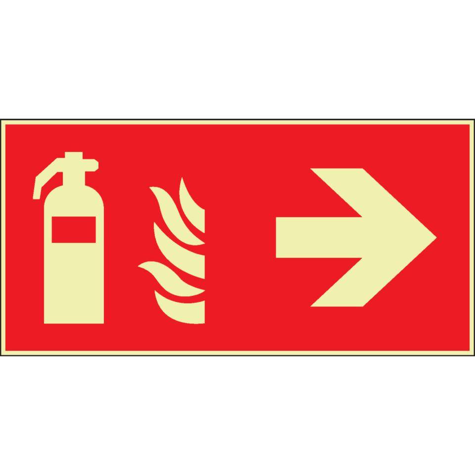PERMALIGHT® power langnachleuchtend Brandschutzschild Feuerlöscher rechts , ASR/ISO, Kunststoff, 300x150mm
