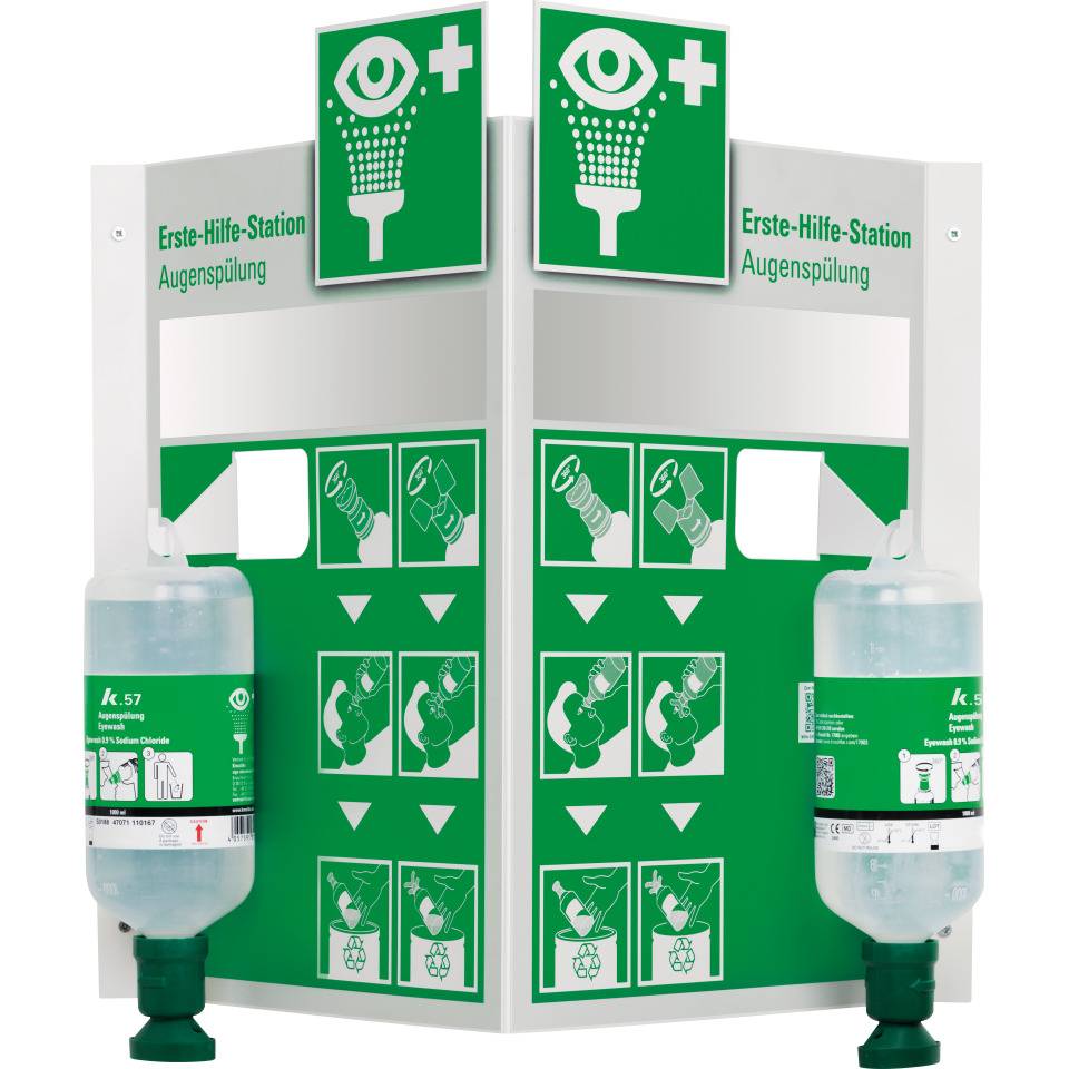 K.57 Wand-Augenspülstation MID,2 x Augenspülung 1000ml,grün,Kunststoff,680x520mm