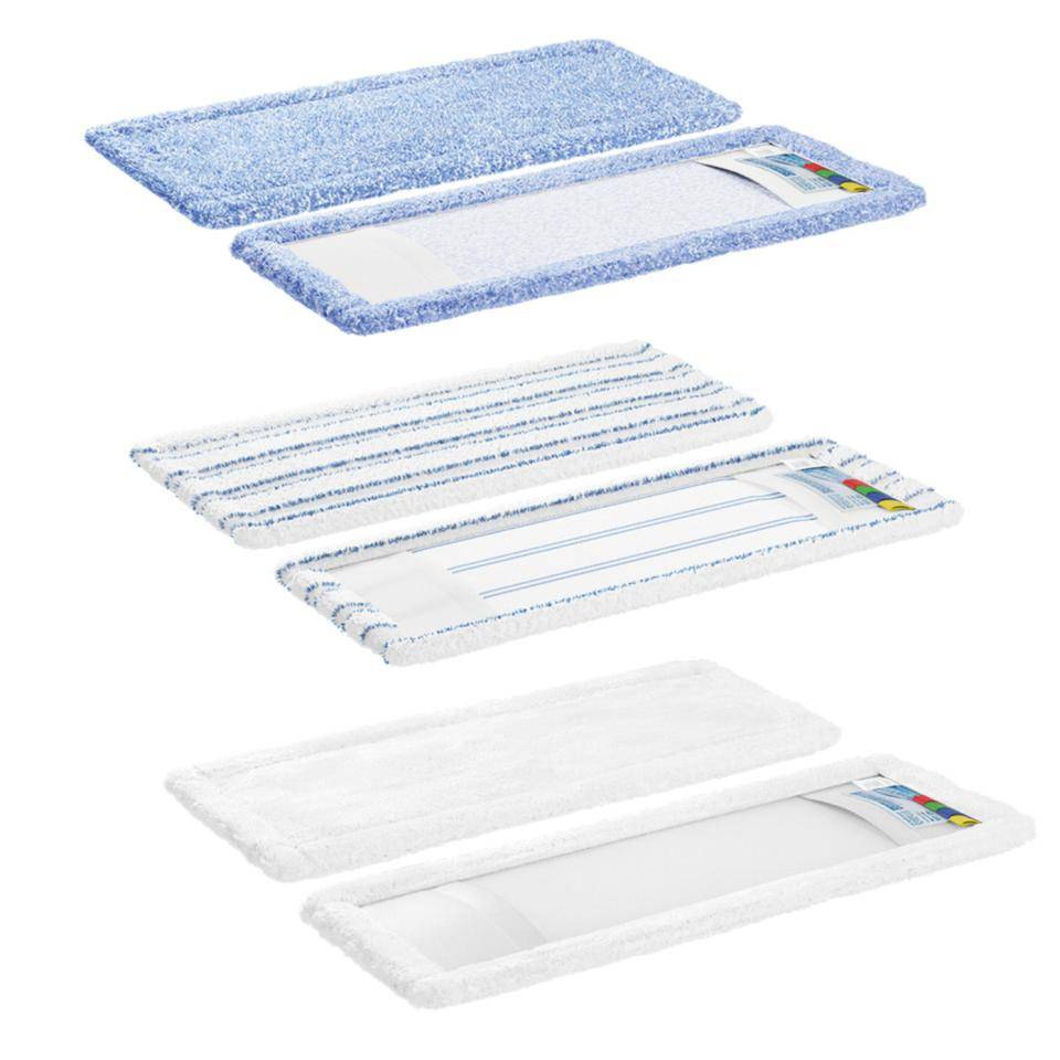 3er Set Wischmopp, weiß, weiß/Leichtlaufstreifen, blau, Microfaser, 50,5x13,5cm