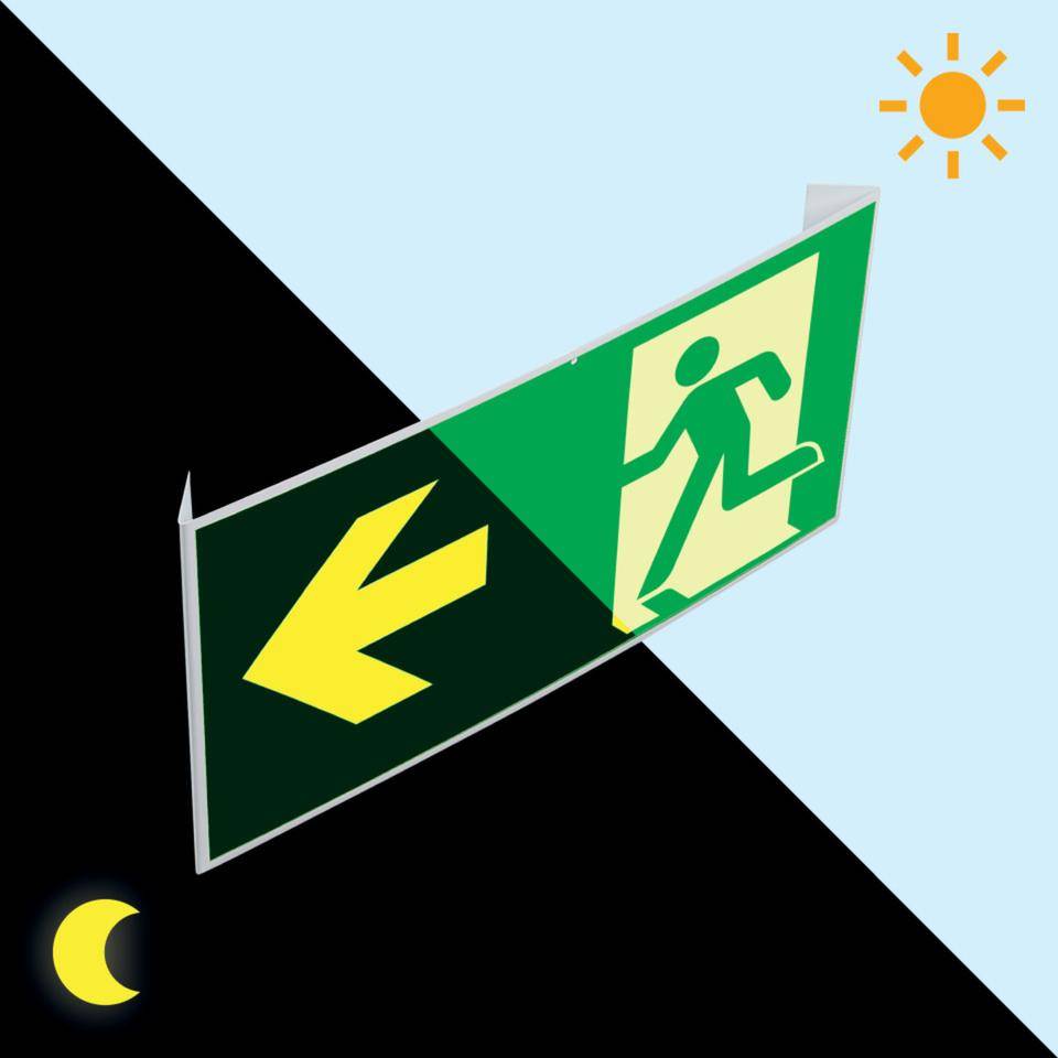 PERMALIGHT® power langnachleuchtend Komponente für Rettungswürfel Notausgang links, ASR, Kunststoff, 600x300mm