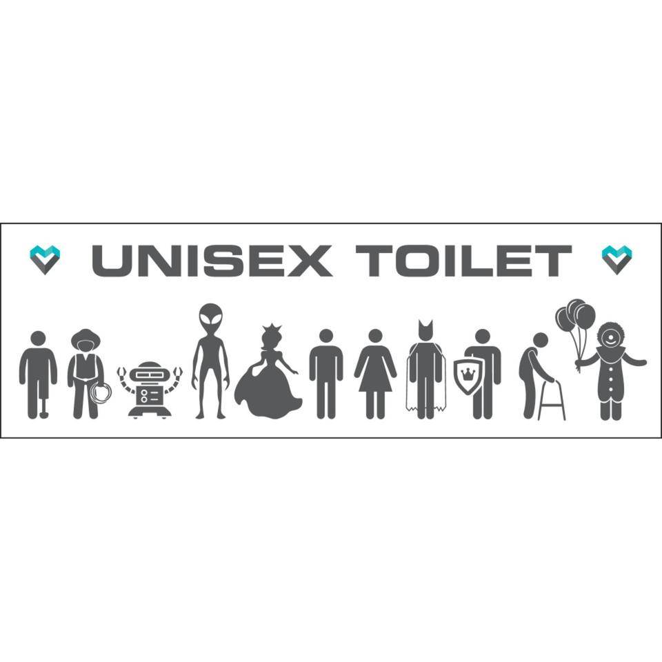 Aufkleber Toilette Unisex, Folie, selbstklebend, 200x65mm