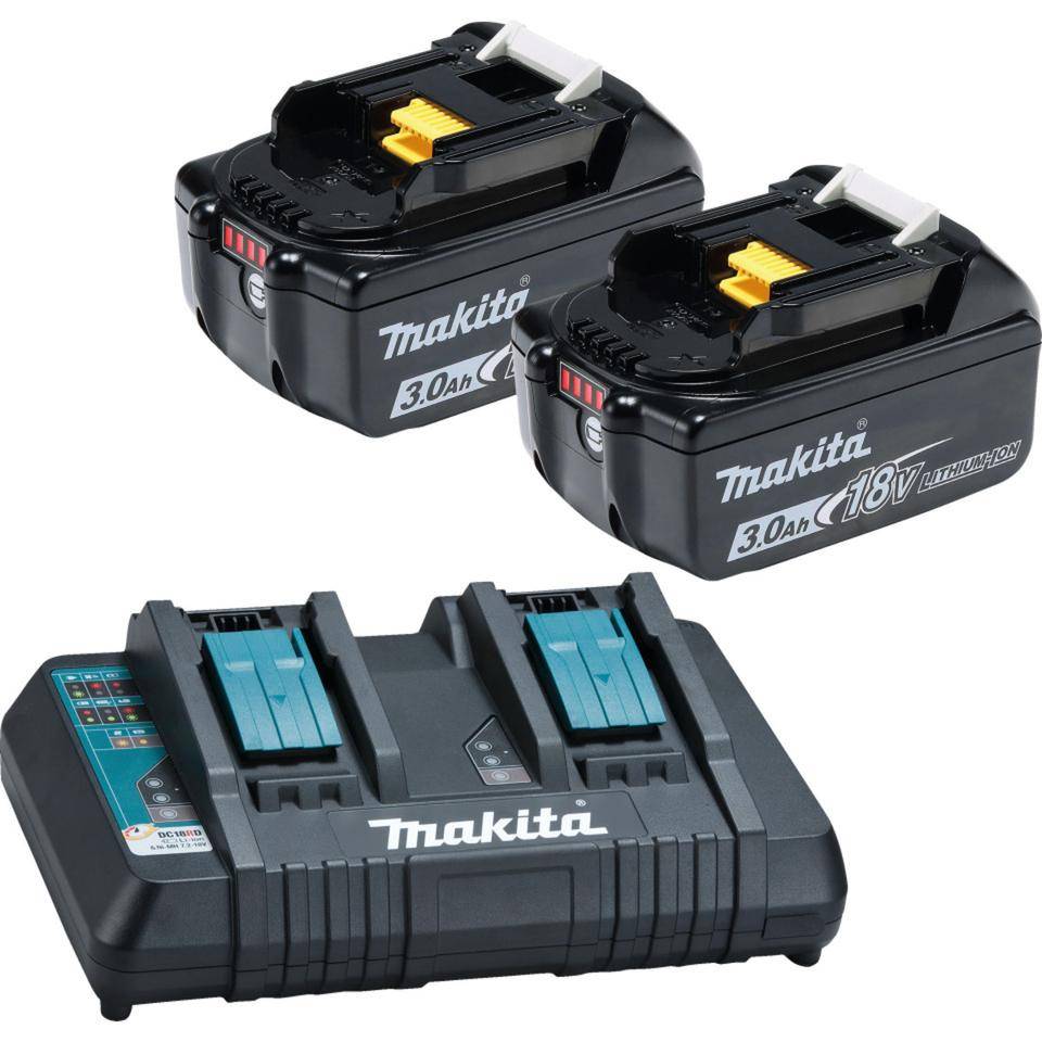 Makita Doppel-Schnellladegerät DC18RD, mit 2 Akkus-BL 1830B (3Ah)