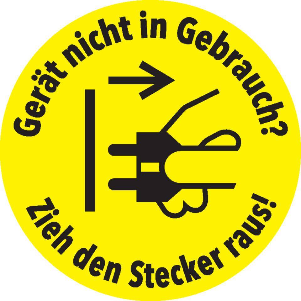 Klimalabel Gerät nicht in Gebrauch? - Zieh den Stecker raus!, Folie, Ø 100mm