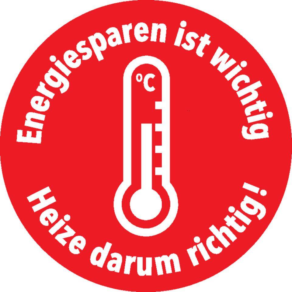 Klimalabel Energiesparen ist wichtig-Heize darum richtig!,o.Vorgabe,Folie,Ø100mm