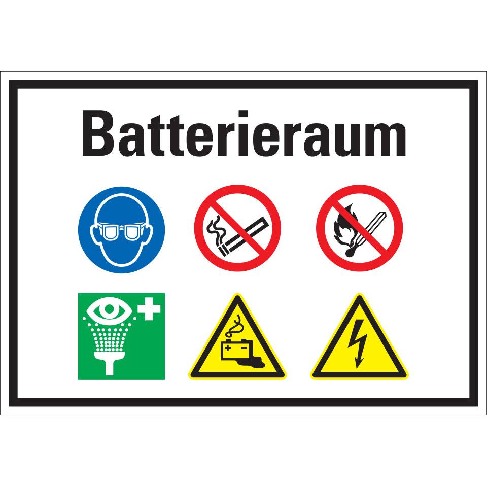 Hinweisschild Batterieraum, Kunststoff, 420x297mm