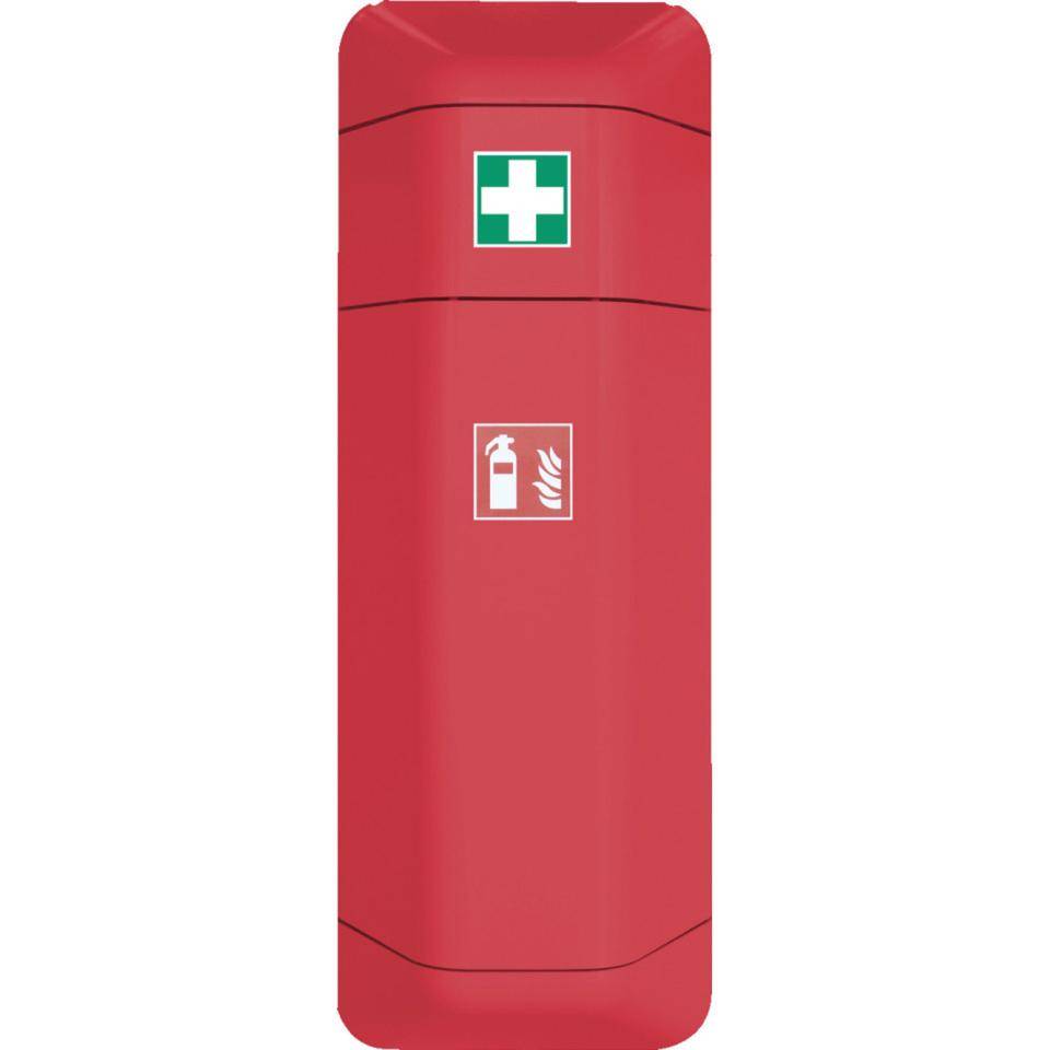 Set Aufbewahrungsschrank, Feuerlöscher, Verbandkastenaufsatz, rot