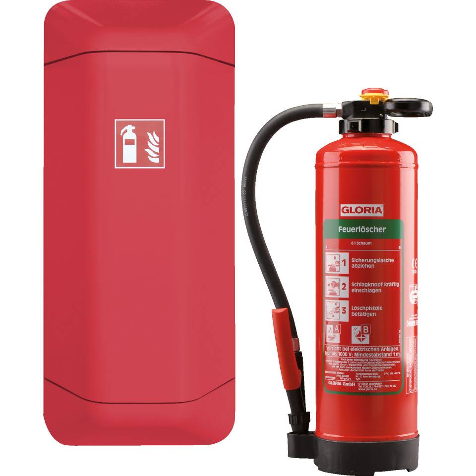 Vorteils-Set Schaumlöscher mit Schrank, rot, 1027x433x225mm