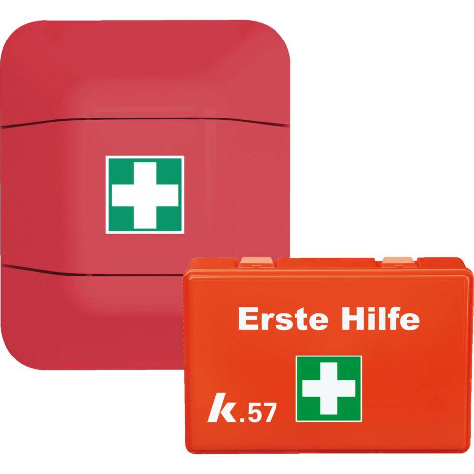 Vorteils-Set Erste-Hilfe Kasten DIN 13157, mit Aufbewahrungsschrank, rot
