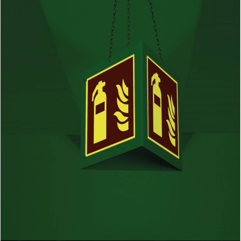 PERMALIGHT® power langnachleuchtend Triarama-Set Feuerlöscher, ASR/ISO, 3seitig, Kunststoff, 250x250mm