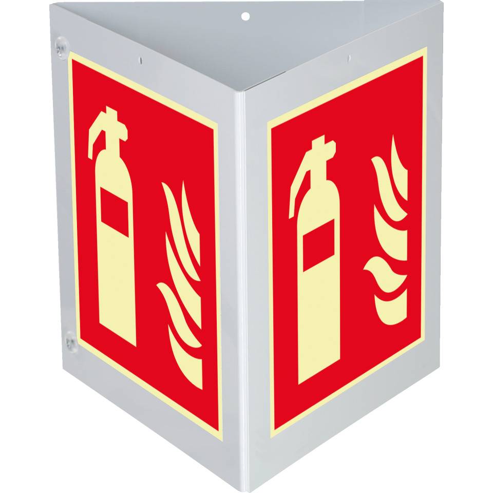 PERMALIGHT® power langnachleuchtend Triarama-Set Feuerlöscher, ASR/ISO, 3seitig, Kunststoff, 250x250mm