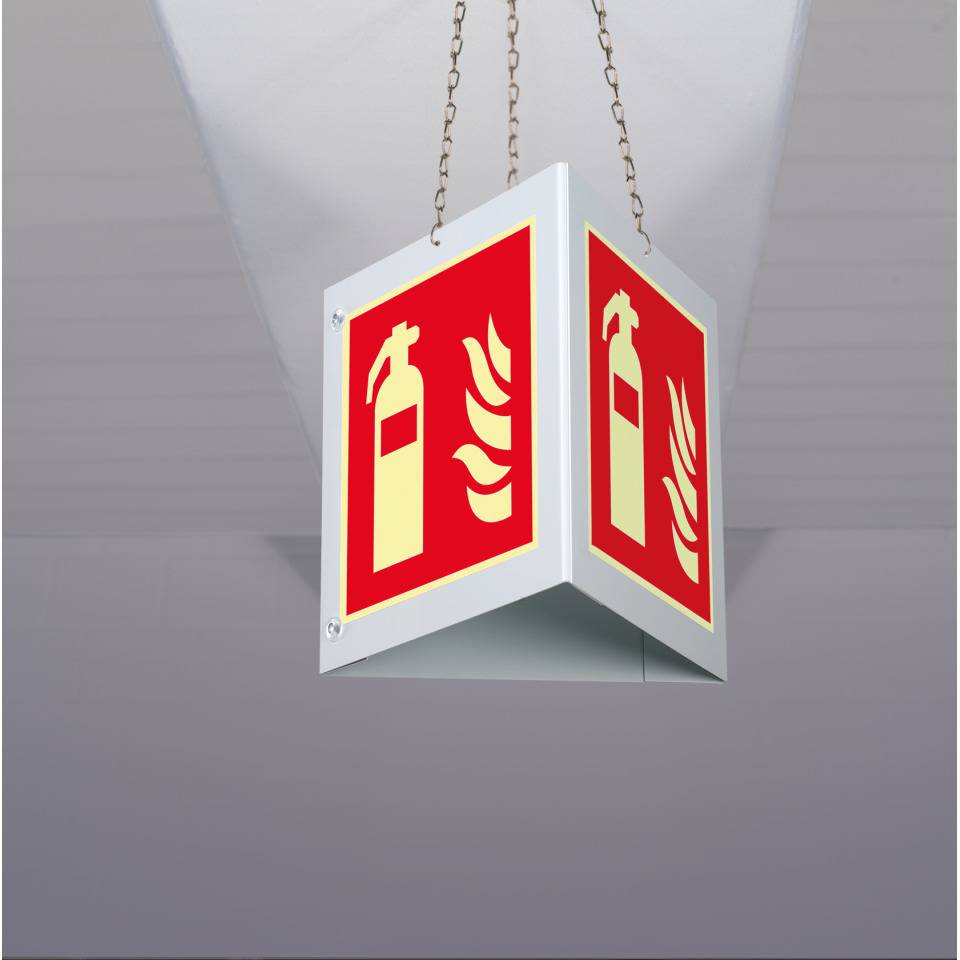 PERMALIGHT® power langnachleuchtend Triarama-Set Feuerlöscher, ASR/ISO, 3seitig, Kunststoff, 250x250mm