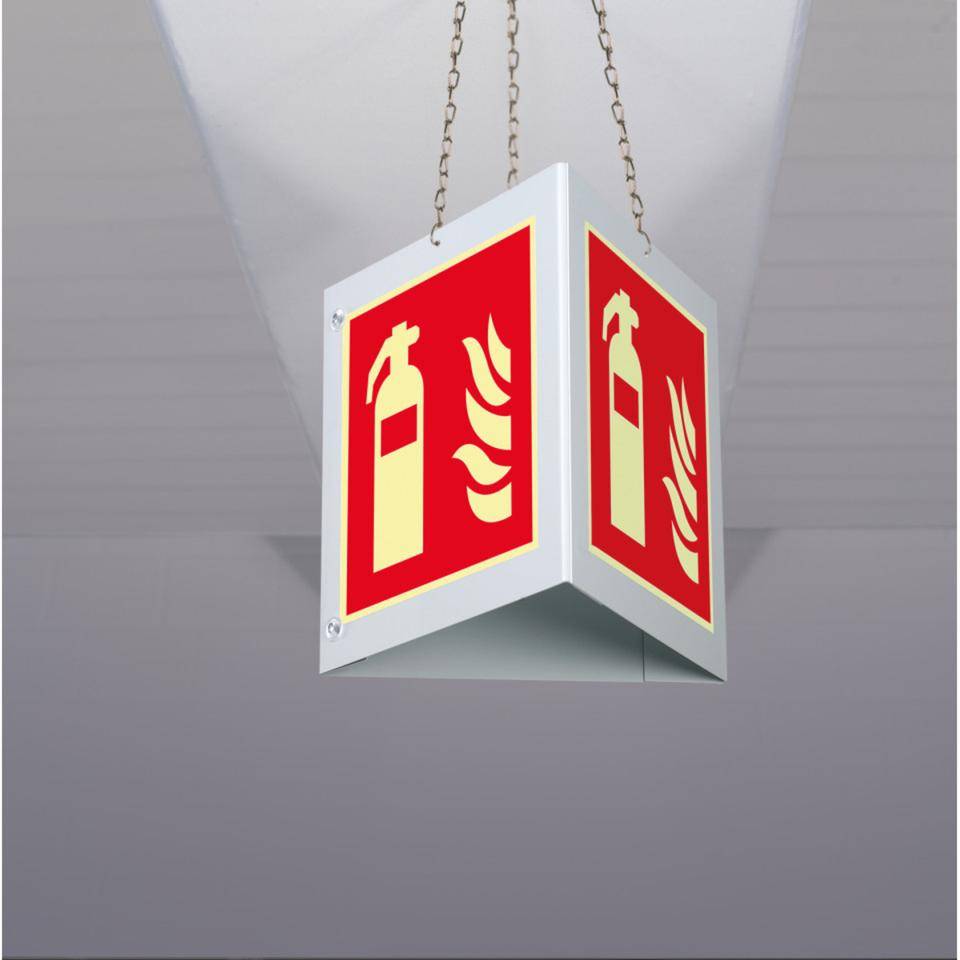 PERMALIGHT® power langnachleuchtend Triarama-Set Feuerlöscher, ASR/ISO, 3seitig, Kunststoff, 250x250mm
