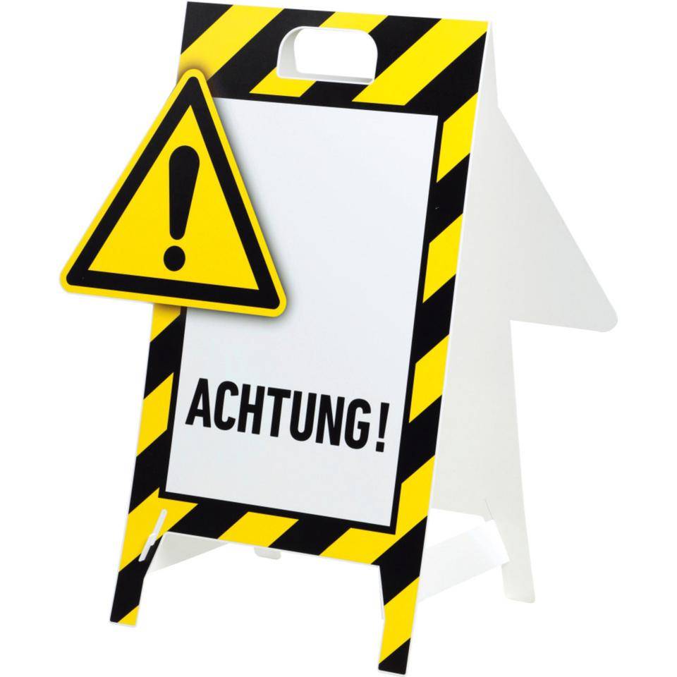 Aufsteller Achtung!, 3D-Optik, gelb/schwarz, Kunststoff, 480x650mm, 300g