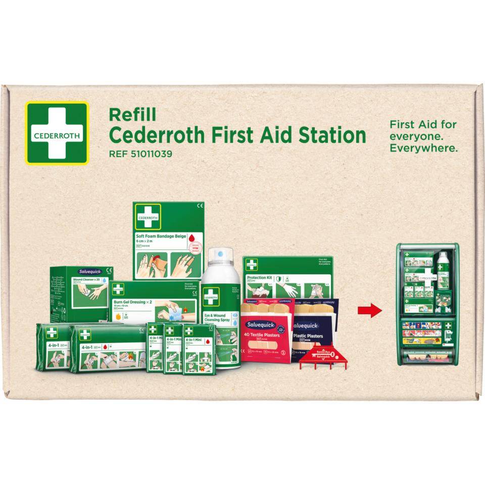 Nachfüllpack für CEDERROTH Erste-Hilfe-Station, diverse Erste-Hilfe-Produkte, 282x187x98mm