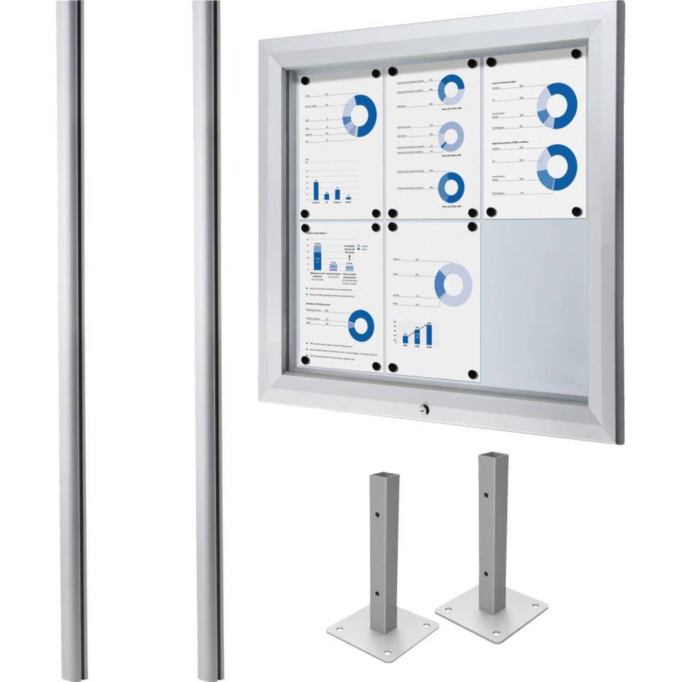 Vorteils-Set Schaukasten zum Aufdübeln, silber, Aluminium, 805x760x47mm, mit Pfosten