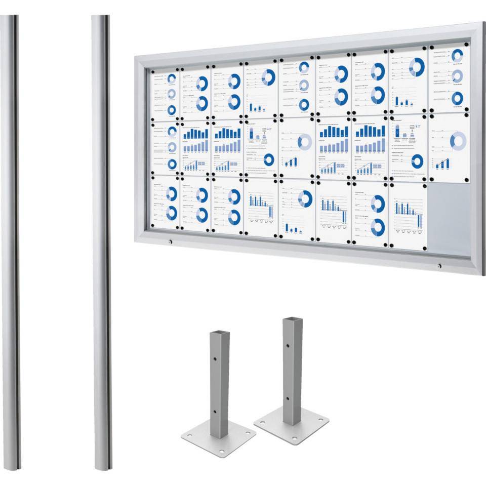 Vorteils-Set Schaukasten zum Aufdübeln, silber, Aluminium, 2125x1067x47mm, mit Pfosten