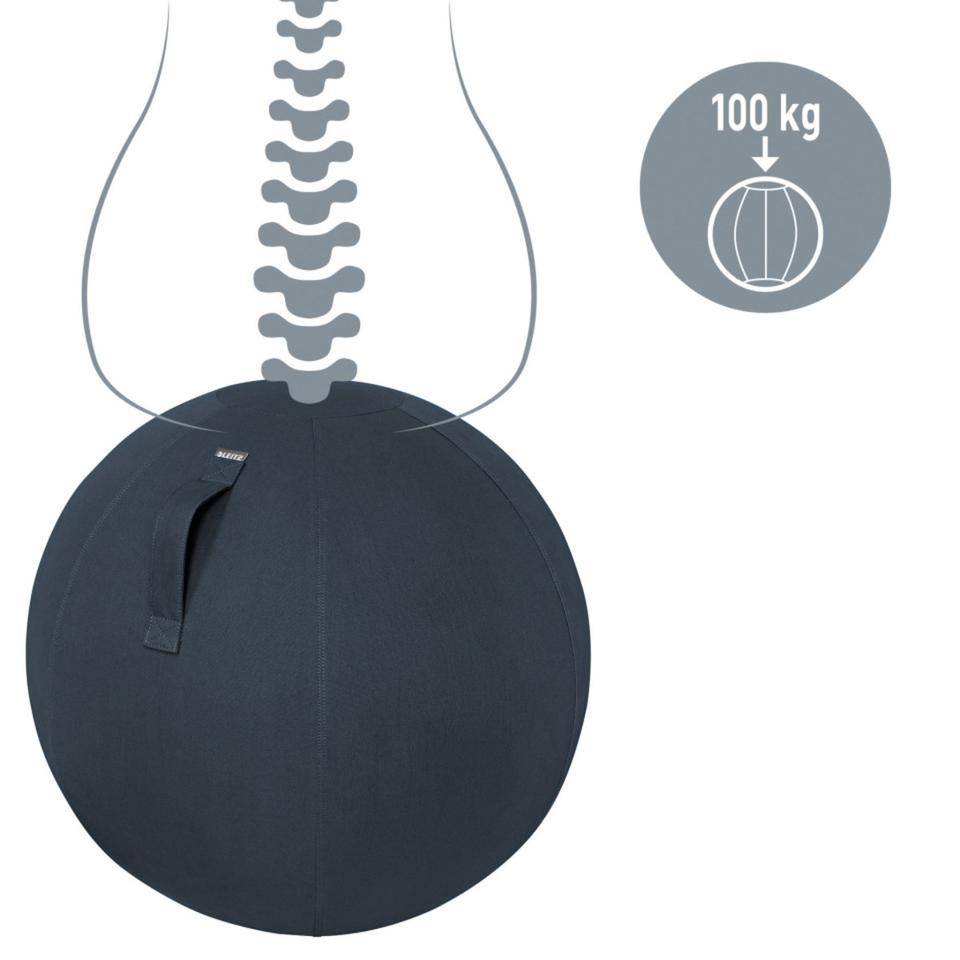 LEITZ Sitzball Ergo Cosy Active, mit stabilem Tragegriff, grau, Ø 65cm