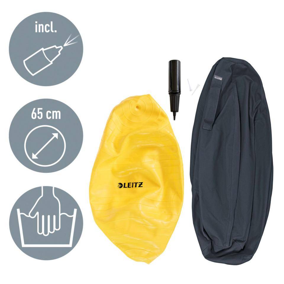 LEITZ Sitzball Ergo Cosy Active, mit stabilem Tragegriff, grau, Ø 65cm