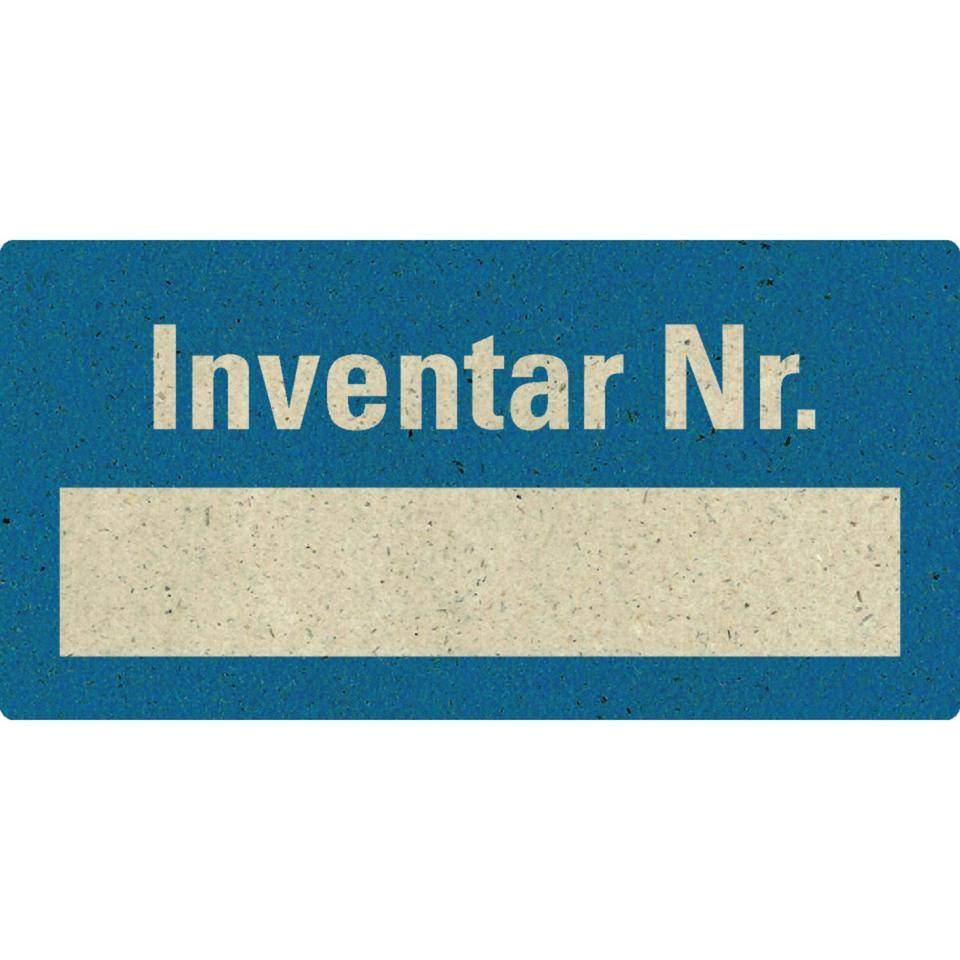 Inventaretikett Inventar-Nr., mit Beschriftungsfeld, blau, Primärfaser-Graspapier, selbstklebend, 40x20mm, 16/Bogen
