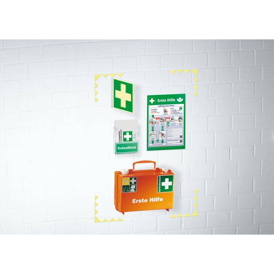 Vorteils-Set Erste-Hilfe-Koffer Junior, PERMALIGHT® power Türwinkel, Rettungszeichen, Aushang, Verbandblock