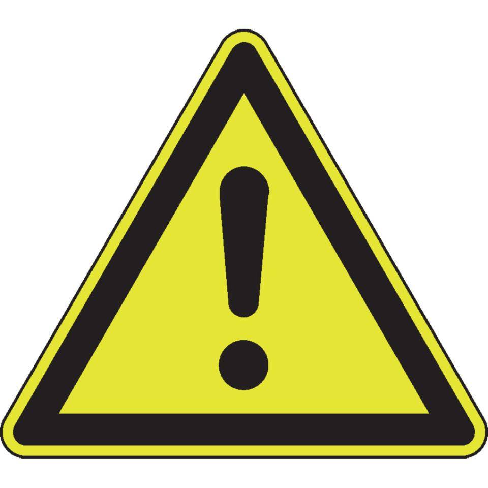 PERMALIGHT® power langnachleuchtend Warnschild Allgemeines Warnzeichen, ISO, Folie, fluoreszierend, SL 100mm