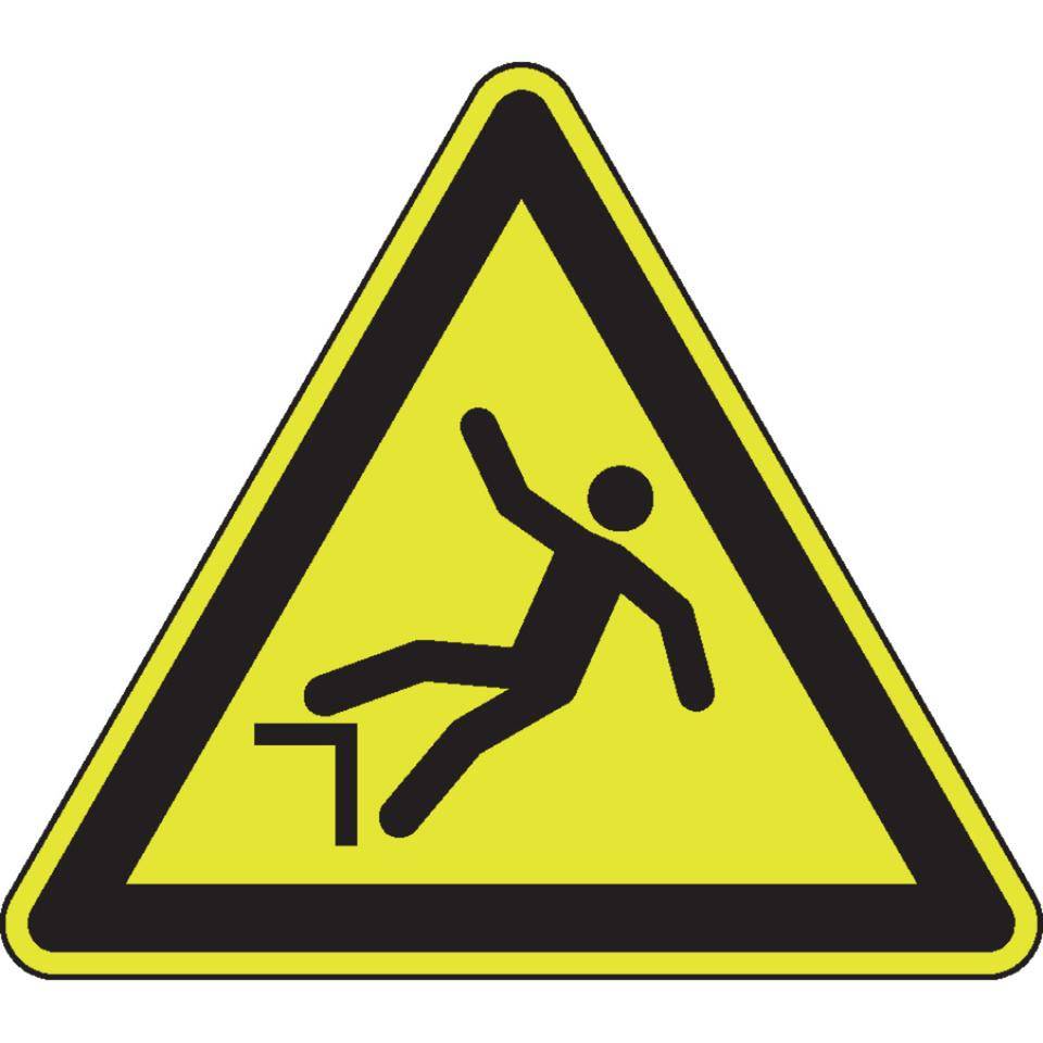 PERMALIGHT® power langnachleuchtend Warnschild Warnung vor Absturzgefahr, ISO, Folie, fluoreszierend, SL 200mm