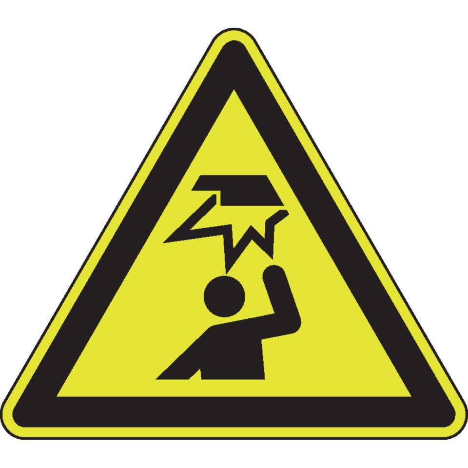 PERMALIGHT® power langnachleuchtend Warnung vor Hindernissen im Kopfbereich, ISO, Folie, fluoreszierend, SL 200mm