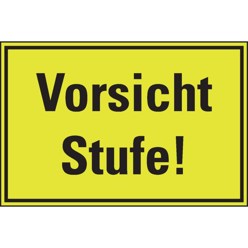 PERMALIGHT® power langnachleuchtend Türhinweisschild Vorsicht Stufe!Folie, fluoreszierend, 300x200mm