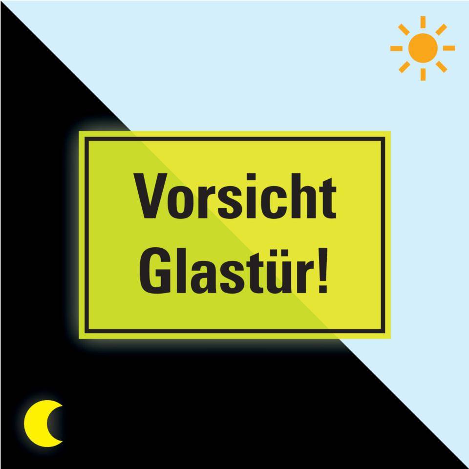 PERMALIGHT® power langnachleuchtend Türhinweisschild Vorsicht Glastür!, Folie, fluoreszierend, 300x200mm