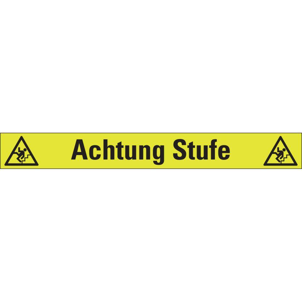 PERMALIGHT® power langnachleuchtend Treppenmarkierung Achtung Stufe, R10, ISO, fluoreszierend, 1000x120mm