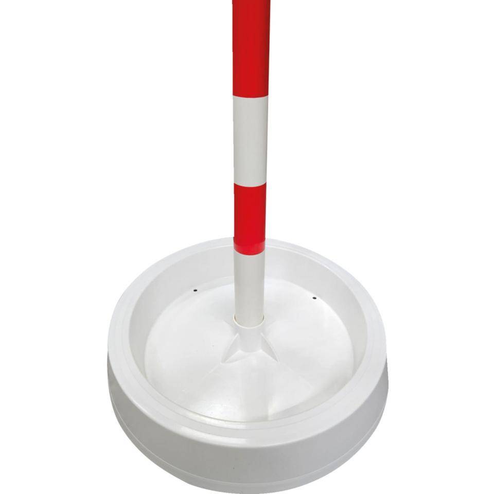 Absperrpfosten Filly, 2 Ösen Kopf, rot/weiß, PVC, 900x50mm, m.Bodenwanne Ø 500mm