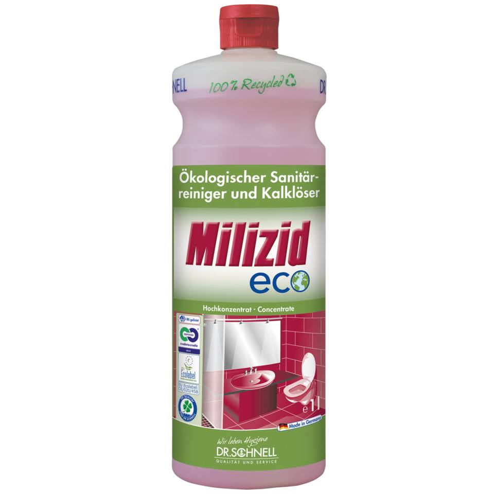 DR. SCHNELL MILIZID ECO, ökologischer Sanitärreiniger und Kalklöser, 1 l/Flasche