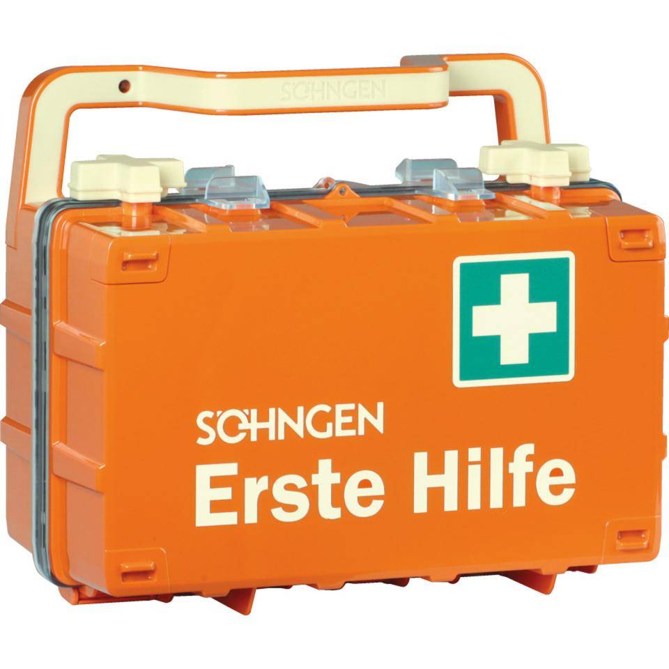 SÖHNGEN® Erste-Hilfe-Koffer DYNAMIC-GLOW S, DIN 13157, orange, inkl. Wandhalterung