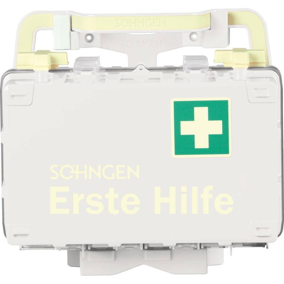 SÖHNGEN® Erste-Hilfe-Koffer DYNAMIC-GLOW S, DIN 13157, weiß, inkl. Wandhalterung
