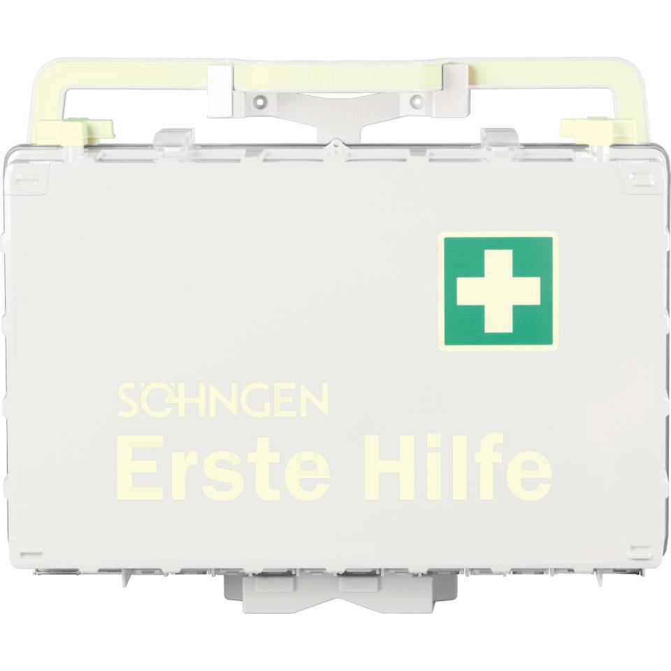 SÖHNGEN® Erste-Hilfe-Koffer DYNAMIC-GLOW L, DIN 13169, weiß, inkl. Wandhalterung