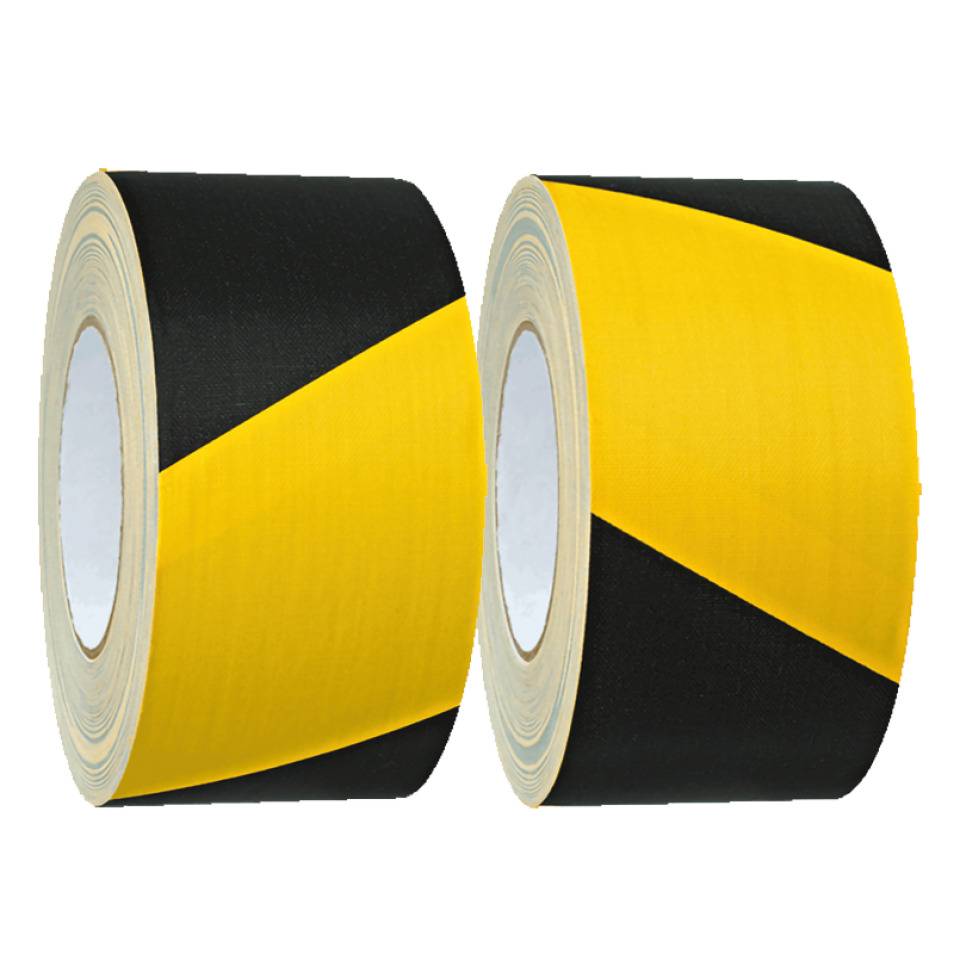 Warnmarkierungsband Set, rechts-/linksweisend, gelb/schwarz, Gewebefolie, 50mm, 25m, 2/VE