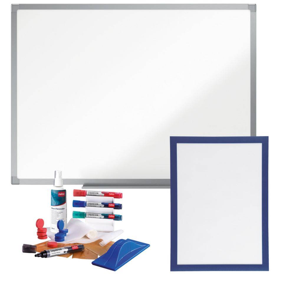 Vorteilsset Whiteboard, 1500x1000 mm, mit Zubehör-Set und 5 Magnetrahmen