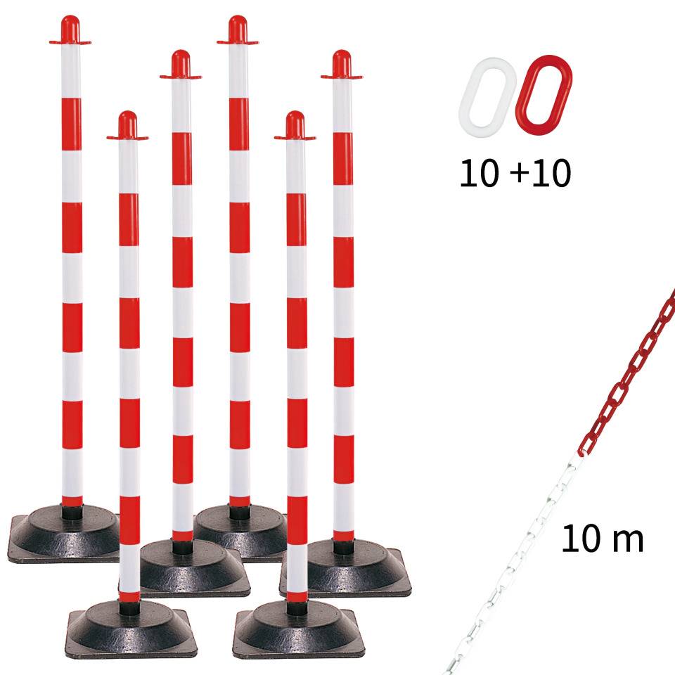 K.57 Kettenständer-Set Mobil Maxi, 6-teilig, rot/weiß, Kunststoff, Höhe 1100mm